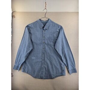 LL Bean Shirt Men's XL Trim Fit Blue Chambray Long Sleeve Button Down Classic